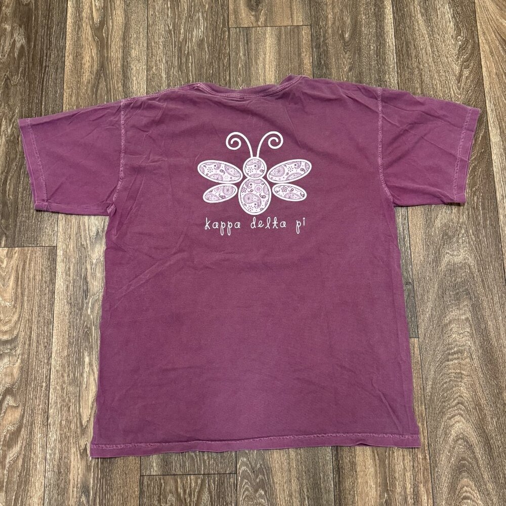 Kappa Delta Pi Sorority Shirt Women's Large Raspberry Butterfly Comfort Colors